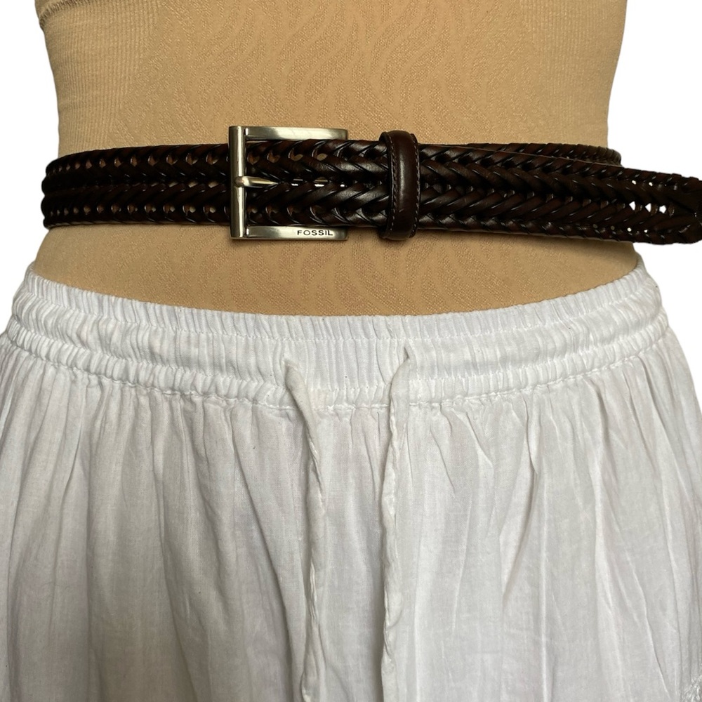 New FOSSIL Genuine Leather Dark Brown Belt Size 80/32